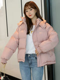 Loose Cotton Coat Women Autumn Winter New Fashion Korean Short Bread Clothing Thick Warmth Hooded Padded Jackets Feminina