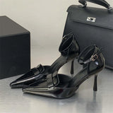 Pbong  Street Style Fashion Thin Low Heels Pointed Toe Pumps Women Elegant Buckle Strap Prom Banquet Shoes Zapatos Mujer