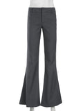 Y2K Vintage Slightly Flared Suit Pant Fashion Elegant Casual Low-rise Straight Skinny Solid Trousers Streetwear Clothes