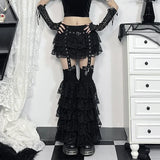 Lace Layered Mini Skirts Y2K Aesthetic Sexy Eyelet Short Shirt Women Summer New Fashion Gothic Skirt Streetwear