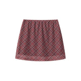 American Fashion Korean Cool Plaid Thin Slim T Shirts Y2k Aesthetic High Street Short Skirts Casual Punk Vintage Two Piece Sets