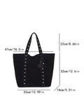 Pbong  New Faux Suede Casual Tote Bags Large Capacity Rivet Vintage Handbags Designer Elegant Solid Retro Shoulder Bags