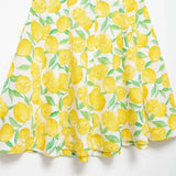 Yellow Lemon Print Cute Chic Short Dress Square Collar Beach Street Fashion Women Dress New A-line Pleat Summer Slip Dress