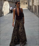 Vintage Paisley Maxi Skirts for Women Chiffon Printed A-line Boho Beach Wear Long Skirt Vacation Style Summer Ladies Faldas