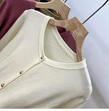 Gold Button Cardigan for Women Long Sleeve Single Breasted Knit Jacket Sweater Tops Sweaters Spring Autumn Ladies Soft Knitwear