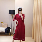 Pbong  Women Summer New Sleep Dress Short Sleeve 100Kg Modal Long Nightdress With Pocket Plus Size Sleepwear Loose Home Clothes