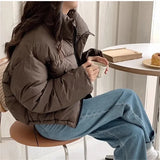  New Women Solid Loose Puffer Jacket Winter Korean Chic Oversized ThickenedWarm Parkas Female Coat Lady Padded Ja