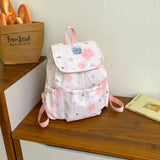 Women Small Nylon Cartoon Print Drawstring Backpack Casual Cute Flap Daypack for School & Daily Use New Trend Backpacks