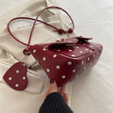 Pbong  Women Dot PU Underarm Pouch Korean Armpit Bag Multi-Pocket Cute Shoulder Bag Shopping Travel Lightweight Crossbody Bags