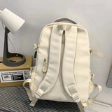 Pbong  College Style Canvas School Bags For Girls Solid Junior High School Student Schoolbag Korean Version Laptop Backpack Women Boys