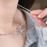 Y2K Butterfly Necklace for Women Girls New Trendy  Silver Color Crystal Pendant Clavicle Chain Necklaces Fashion Party