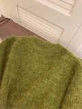 Women's Trendy Simple Casual Green Soft All Match Knitted Sweater Female Chic O Neck Long Sleeve Loose Pullover Tops Y2K Jumper