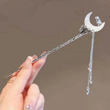 Fashion Moon Tassel Hair Stick For Women Classic Star Hair Stick Cheongsam Hanfu Headwear Hair Accessories