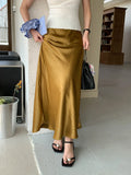 Water Wave Pleated Midi Skirt Women Summer High Waist Slim Mermaid Skirts Korean Style Fashion Long Skirt Female Clothes 2025