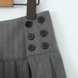Mini skirt y2k clothes kawaii korean fashion striped skirts for women grey mini skirts woman pleated micro skirts with buttons