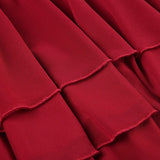 Red Strapless Sexy Mesh Ruched Dress