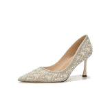 Pbong  New Women's High Heels Stiletto Heels Sequins Rhinestone Decoration Wedding Shoes Fashion Women's Dress Party Shoes