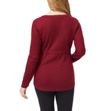 Pbong  Pregnant Women's Spring Autumn Loose and Comfortable Nursing Top Soft Comfortable V-neck Solid Color Long Sleeved T-shirt