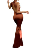 Pbong  Women Long Dress Cross Halter Backless Ball Gown Cocktail Party Evening Dresses Sleeveless Summer Dress