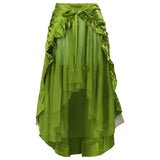 Pbong  Spring European Vintage Style Women High Waist Ruffled Long Skirt Solid White Party Dance Victorian Cosplay Costume Skirt