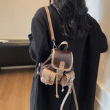 Women Mini Pu Backpacks New Korean Fashion Luxury Double Pockets Backpack Student School Bag Back Packs