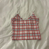 Y2k Plaid Cami Top 2000s Retro V Neck Sleeveless Shirt Vest Women Coquette Slilm Fit Crop Tops Vintage Cyber Grunge Tank Tops