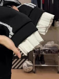 American Vintage Fashion Popular Patchwork Lace Appliques Coats Y2k Aesthetic Punk All Match Cardigan Streetwear Loose Clothing