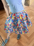 Pbong  Retro Floral Midi Skirt Women Elegant High Waist Vintage Ball Gown Skirts Summer Sweet Korean Female Prairie Chic Skirt