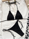 Halter String Triangle Bikini Solid Mesh Swimsuit Women Sexy Swimwear Female Bathers Bathing Swimming Swim Suit Beachwear