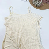 Lace Embroidery Chic Long Dress With Slip Dress Beige Slim Fashion Summer Dress Short Sleeve Vacation Women Dress 2025 New