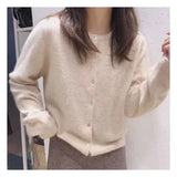 Sweater Cardigan Women Single Breasted Long Sleeve Elegant Vintage Jumper Solid Wool Knitted Autumn Winter Outwear X452