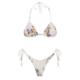 Sexy Micro Bikini Side Tie Thong Two-Piece Swimwear Halter Swimming Suit For Women Floral Print Biquini Ladies Bathing Suit