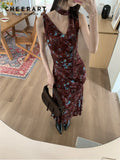 Designer Insect Floral Cowls Sleeveless Long Dress For Women 2024 Summer A Line Bodycon Midi Dress New Collection
