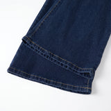 Pbong  y2k Women Jeans Fashion Clothes Low Waisted Stretchy Bell Bottom Washed Denim Pants with Pockets Ladies Streetwear