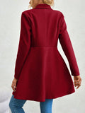 Women's Coats Winter Solid Color Long Sleeve Lapel Button-Up Work Coats New Year Red Valentine's Day Gift Outerwears