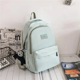 Pbong  Solid Color Backpack Women Multi-pocket College Book Bag Casual Laptop Backpacks Men Schoolbag For Teenage School Bags For Girls