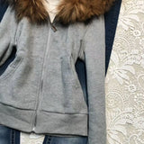 Lunivop  Women's Retro Fur Collar Hoodie Women Clothing Design Autumn and Winter Short Fit Slim Fit and Slimming Jacket Hooded Sweatshirt