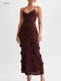 Three-dimensional Flower Knitt Backless Lace Up Vestidos Fashion V-neck Vacation Beach Long Dress Sexy Slim Party Dress 2024 New