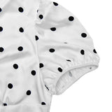 Pbong  Sexy V-neck Print Polka Dot Women Maxi Dress White Short Sleeve Lace Up Dress Summer Slim Elegant Party Evening Dress