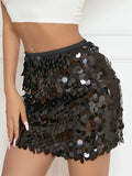 Pbong  Women's Y2K Sequined Sparkle High Waist Bodycon Short Mini Pencil Skirts Glitter Night Out Party Club Streetwear