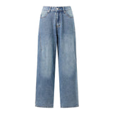 Pbong  y2k Baggy Jeans Women Fashion Clothes Low Rise Wide Leg Denim Pants with Pockets Long Trousers for Daily Office Party