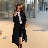 Spring Woman Long Trench Coat Fashion Korean Streetwear Loose Cloak Casual Elegant Khaki Black Women's Windbreaker Coat New