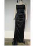 Sexy Spaghetti Strap Draped Long Bodycon Dress Summer Women V-Neck High Split Backless Dress Elegant Evening Party Club Dress