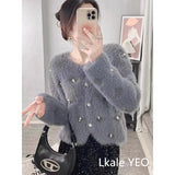 2025 Autumn And Winter heavy industry Women Knitted Cardigan Sweater Coat Imitation mink fur comfortable Female Sweater Jacket