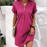 Pbong  Casual Loose Mini Dress Women Summer Fashion Short Sleeve Ladies V-neck Beach Short Dress Elegant