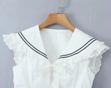 2025 New Peter Pan Collar Tank Top And Pleat Short Skirt 2 Piece Set Vest + Short Skirt White Sweet College Style Summer Outfits