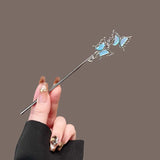 Vintage Moonstone Butterfly Hair Sticks for Women Fashion Metal Hanfu Hairpin Disk Hair Chopsticks Hair Accessories