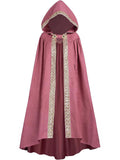New Men Women Medieval Victorian Vintage Hooded Cloak Halloween Vampire Wizard Cosplay Cape Robe Adult Halloween Party Costume