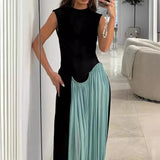 Pbong   Black Mesh Sheer Patchwork Blue Long Luxury Dress For Summer Women Vacation Clothing Vestidos Elegantes Para Mujeres