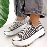 Pbong  Spring Hot Sale Of The Season Women's Low-Top Thick-Heeled Canvas Shoes Adhesive Flat Heel Single Shoes Rubber Outsole Pure